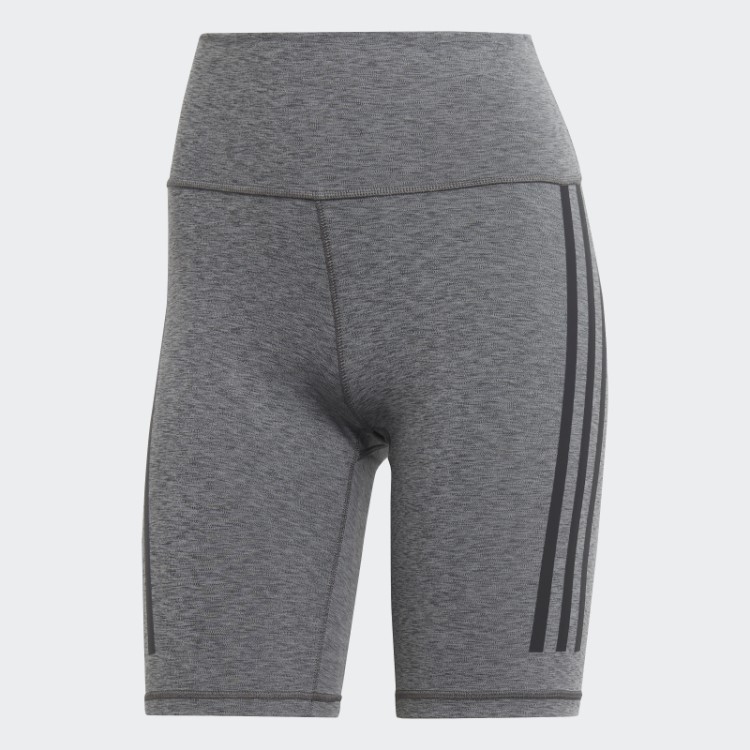 Leggings Curtas De Bicicleta Com Três Listras Cinza Escuro Urze Optime Trainicons Da Adidas