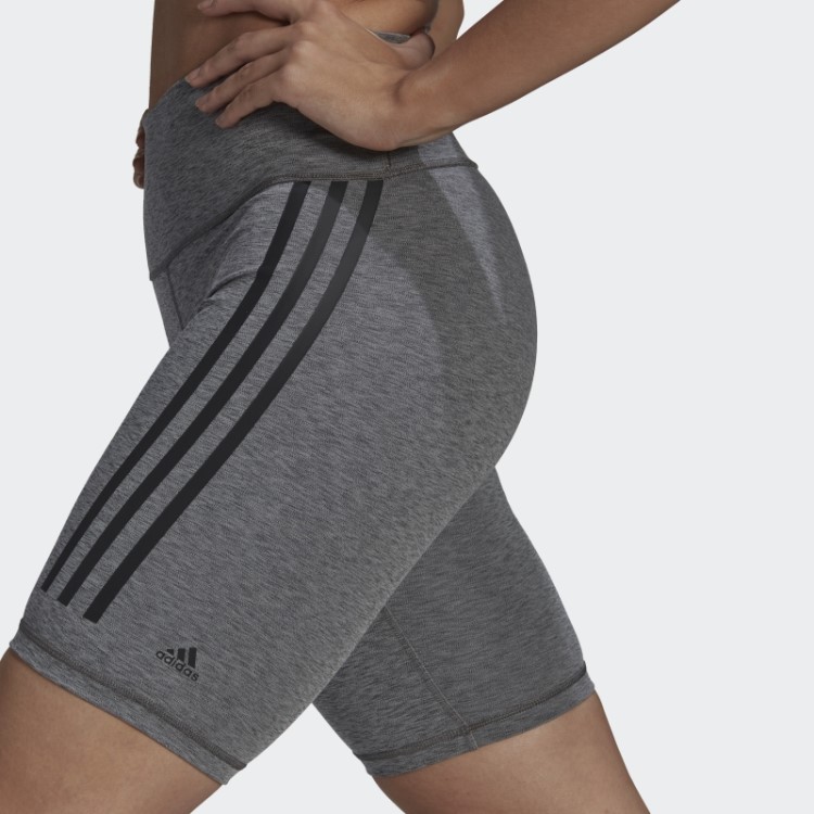 Leggings Curtas De Bicicleta Com Três Listras Cinza Escuro Urze Optime Trainicons Da Adidas