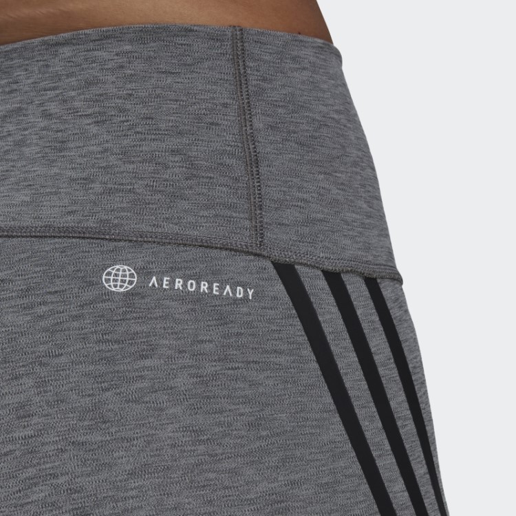Leggings Curtas De Bicicleta Com Três Listras Cinza Escuro Urze Optime Trainicons Da Adidas