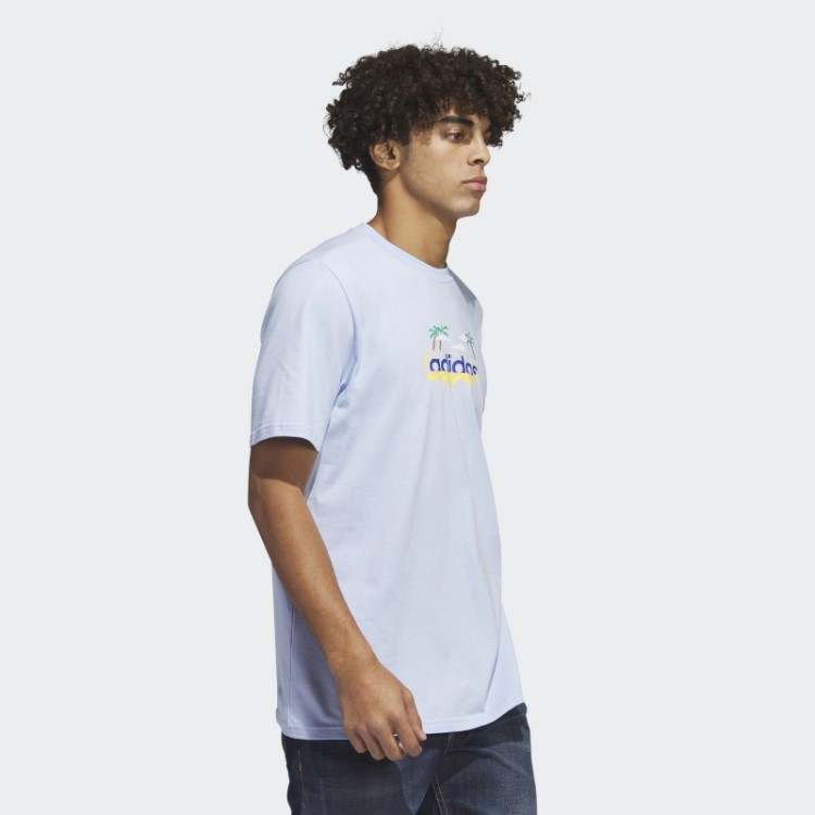 Camiseta Estampada Linear Beach-bit Manga Curta Adidas Blue Dawn