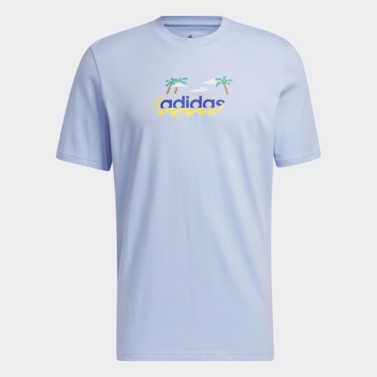Camiseta Estampada Linear Beach-bit Manga Curta Adidas Blue Dawn