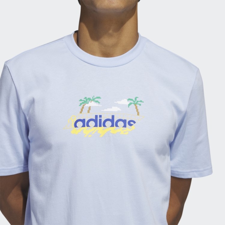 Camiseta Estampada Linear Beach-bit Manga Curta Adidas Blue Dawn