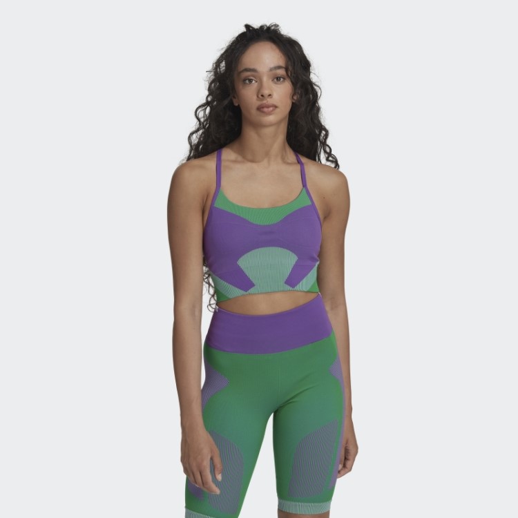 Sutiã Roxo De Malha Adidas By Stella Mccartney Truestrength Com Suporte Leve Para Ioga