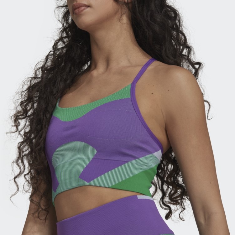 Sutiã Roxo De Malha Adidas By Stella Mccartney Truestrength Com Suporte Leve Para Ioga