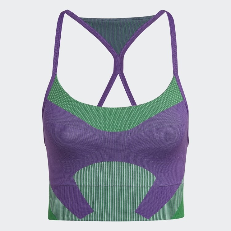 Sutiã Roxo De Malha Adidas By Stella Mccartney Truestrength Com Suporte Leve Para Ioga
