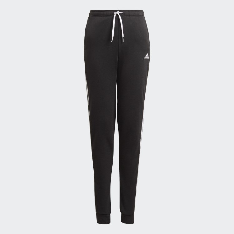 Calça Felpuda Francesa Adidas Essentials 3 Listras Preta Quente