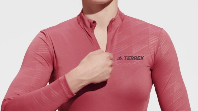 Camiseta Adidas Terrex Multi Com Meio Zíper Vermelha