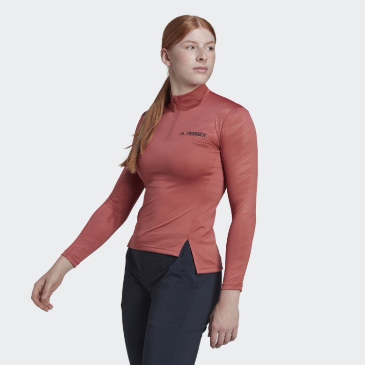 Camiseta Adidas Terrex Multi Com Meio Zíper Vermelha