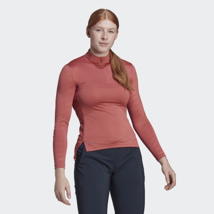 Camiseta Adidas Terrex Multi Com Meio Zíper Vermelha