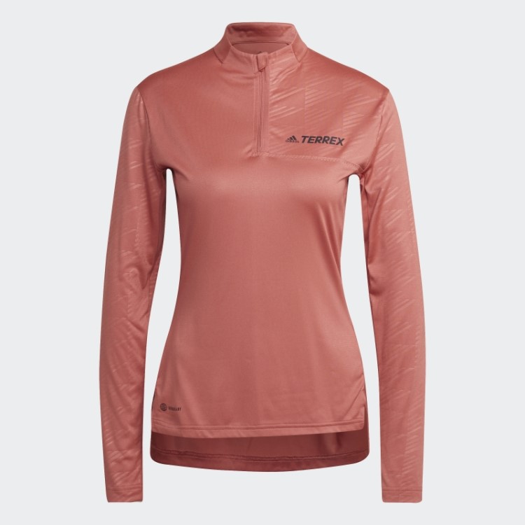Camiseta Adidas Terrex Multi Com Meio Zíper Vermelha