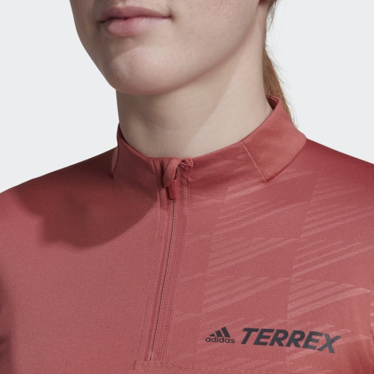 Camiseta Adidas Terrex Multi Com Meio Zíper Vermelha