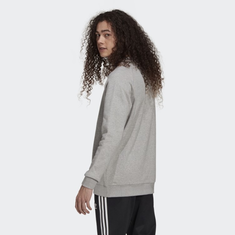 Adidas Adicolor Classics Moletom Trefoil Gola Redonda Cinza Médio