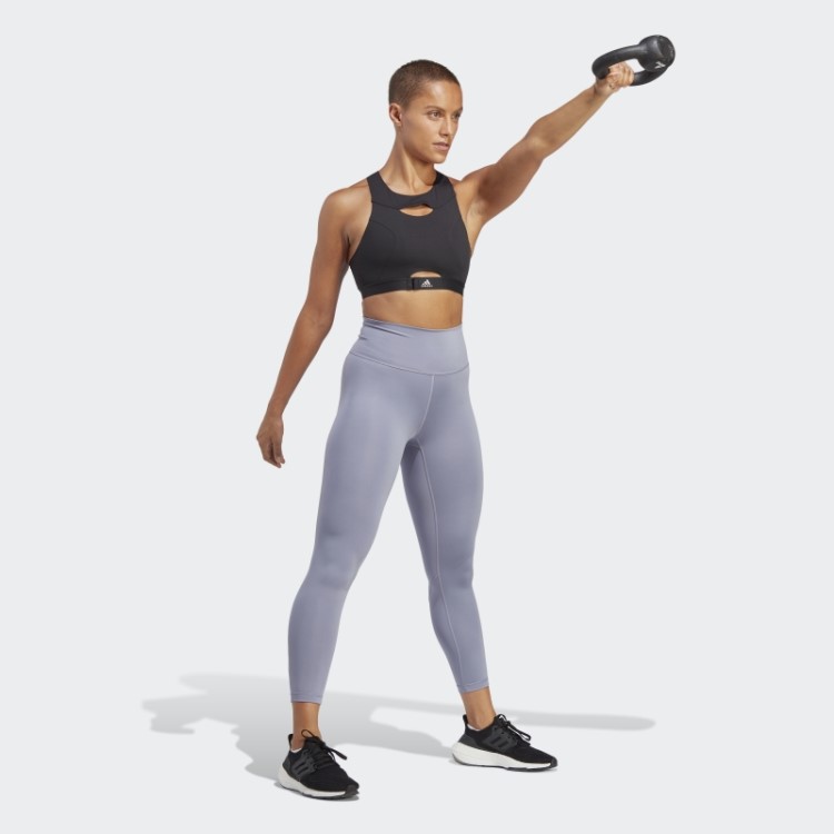 Legging Optime Training 7/8 Prata Violeta Adidas