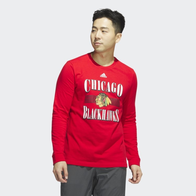 Camiseta Manga Longa Blackhawks Playmaker Vermelha Adidas