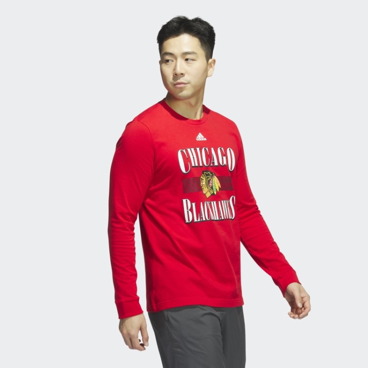 Camiseta Manga Longa Blackhawks Playmaker Vermelha Adidas