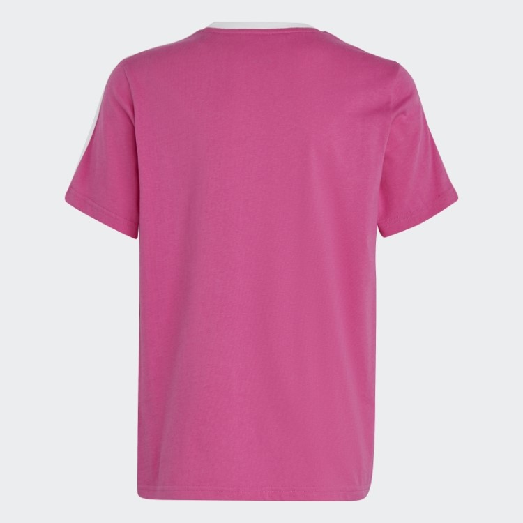 Camiseta Adidas Fuchsia Essentials Com As Três Listras De Algodão E Modelagem Solta