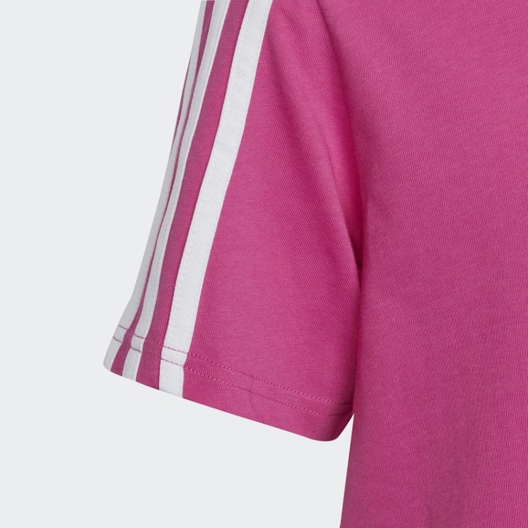 Camiseta Adidas Fuchsia Essentials Com As Três Listras De Algodão E Modelagem Solta