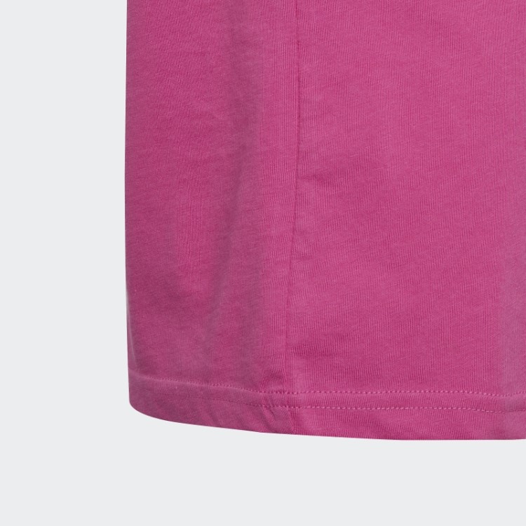 Camiseta Adidas Fuchsia Essentials Com As Três Listras De Algodão E Modelagem Solta