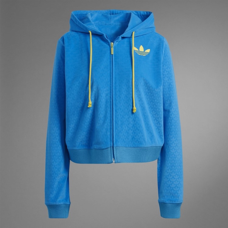 Adidas Adicolor Heritage Now Moletom Com Capuz De Veludo Azul Pássaro