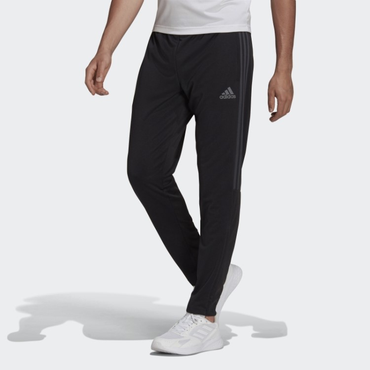 Calça Adidas Preta Aeroready Sereno Slim Com As Três Listras De Corte Afunilado