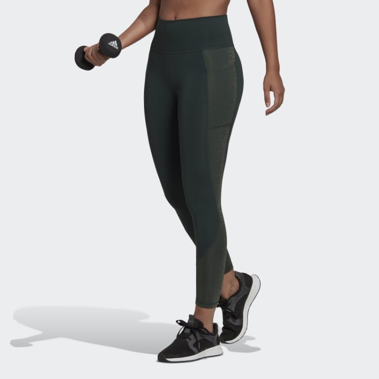 Legging Verde Optime De Treino Brilhante De Comprimento Total Adidas