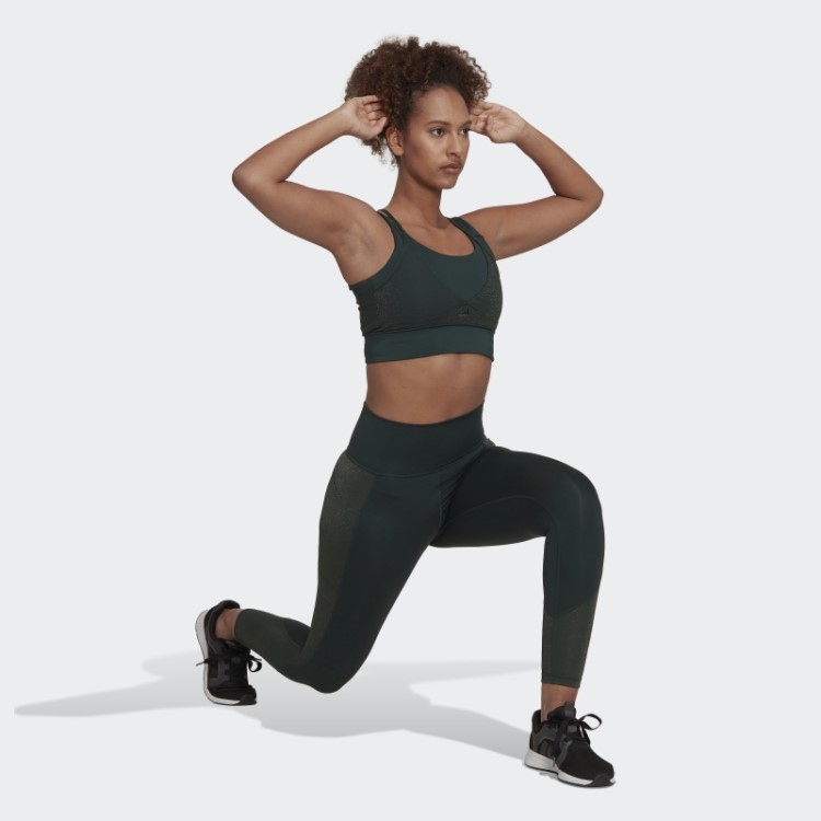 Legging Verde Optime De Treino Brilhante De Comprimento Total Adidas