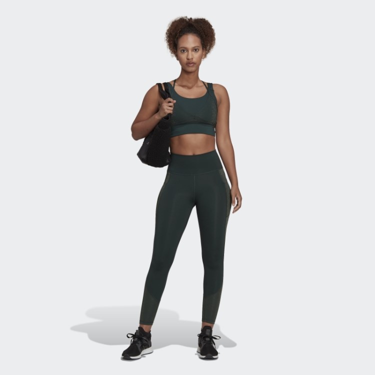 Legging Verde Optime De Treino Brilhante De Comprimento Total Adidas