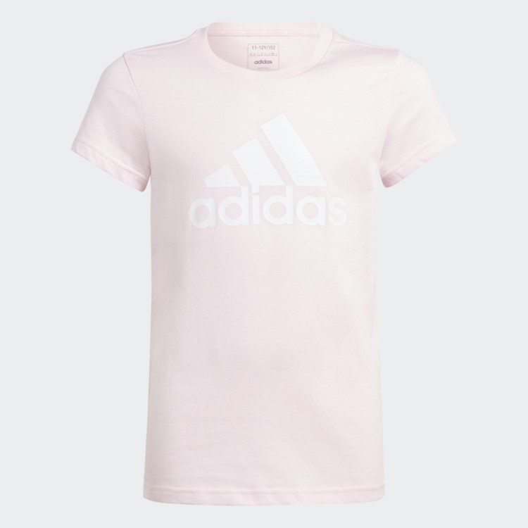 Camiseta Rosa Essencial De Algodão Com Logo Grande Adidas