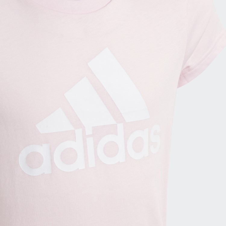 Camiseta Rosa Essencial De Algodão Com Logo Grande Adidas