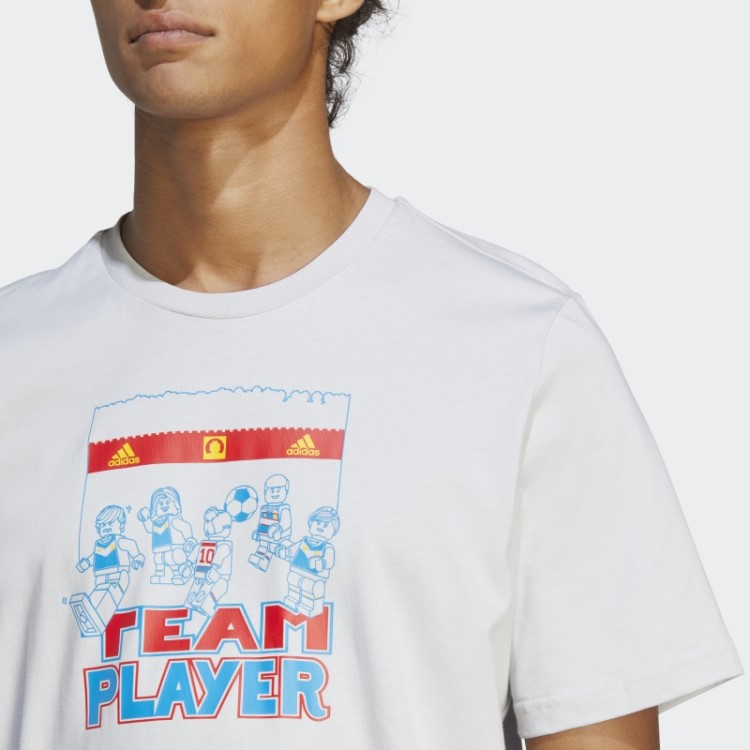 Camiseta Cinza Adidas X Lego Com Gráfico De Futebol Quente