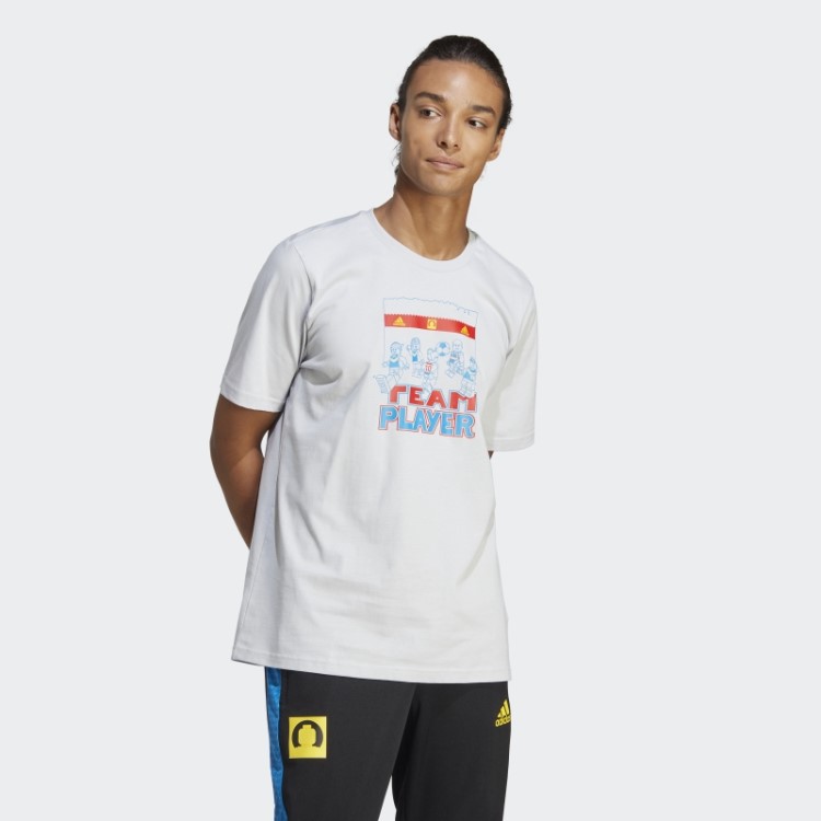 Camiseta Adidas X Lego Com Estampa De Futebol Cinza