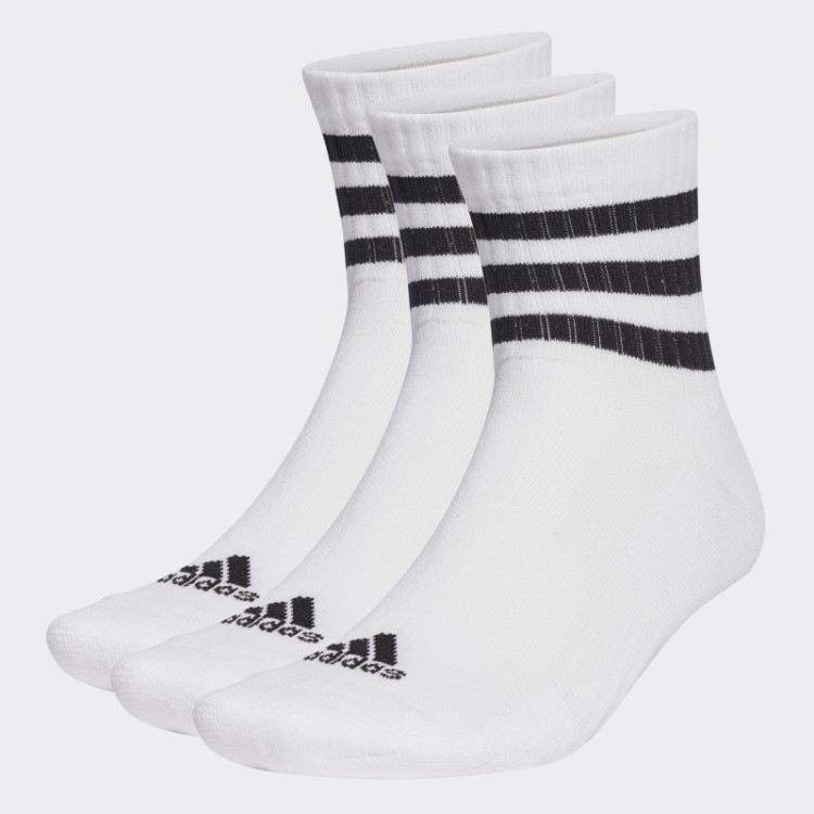 Meias Esportivas Acolchoadas Com As Três Listras Brancas Da Adidas 3 Pares