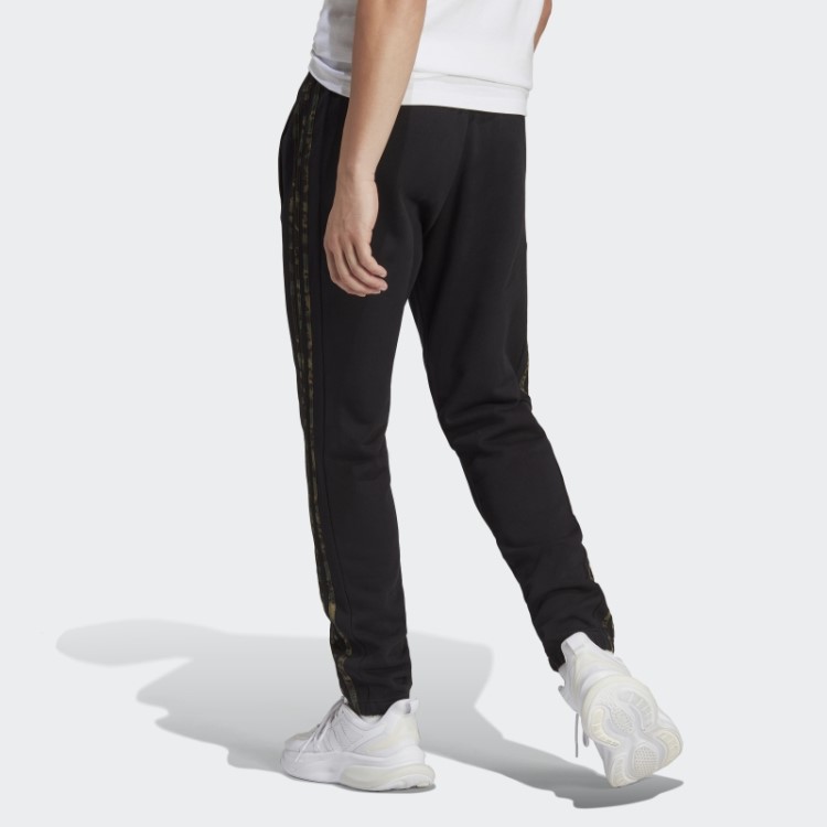 Calça Adidas Black Essentials French Terry Com Punho Elástico E Três Listras