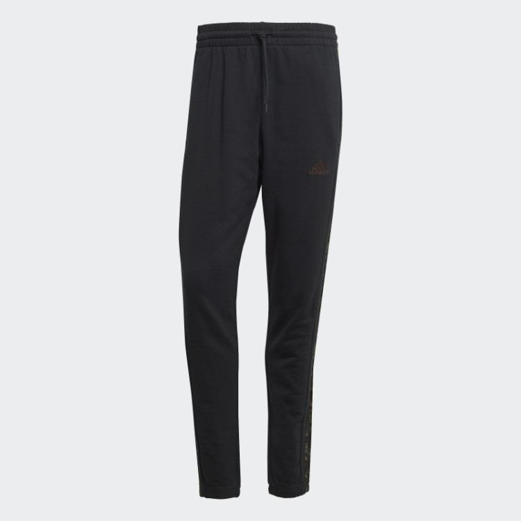 Calça Adidas Black Essentials French Terry Com Punho Elástico E Três Listras