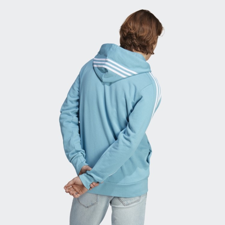 Moletom Azul Adidas Essentials French Terry Com As Três Listras E Zíper