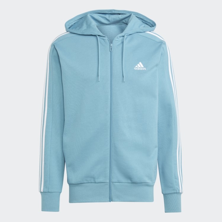 Moletom Azul Adidas Essentials French Terry Com As Três Listras E Zíper