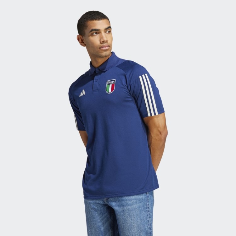 Camisa Polo De Algodão Adidas Itália Tiro 23 Azul Escuro