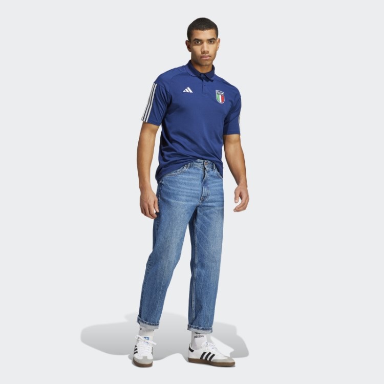 Camisa Polo De Algodão Adidas Itália Tiro 23 Azul Escuro