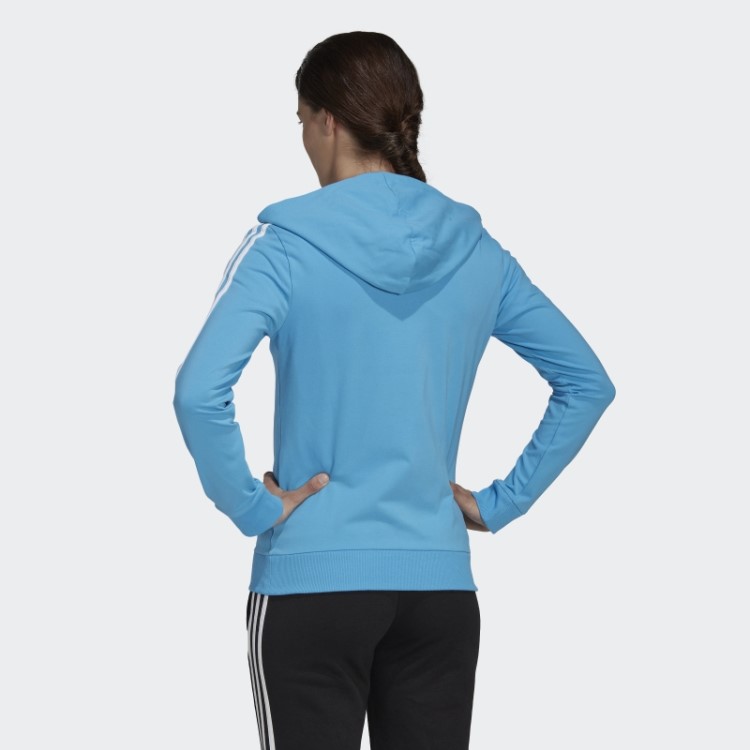 Moletom Azul Adidas Essentials Com As Três Listras E Zíper