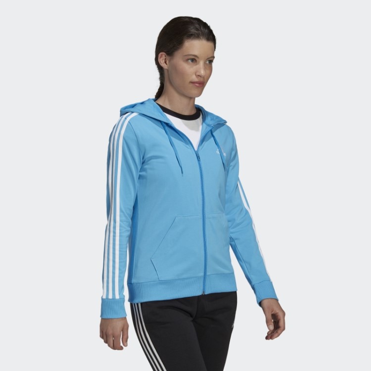 Moletom Azul Adidas Essentials Com As Três Listras E Zíper