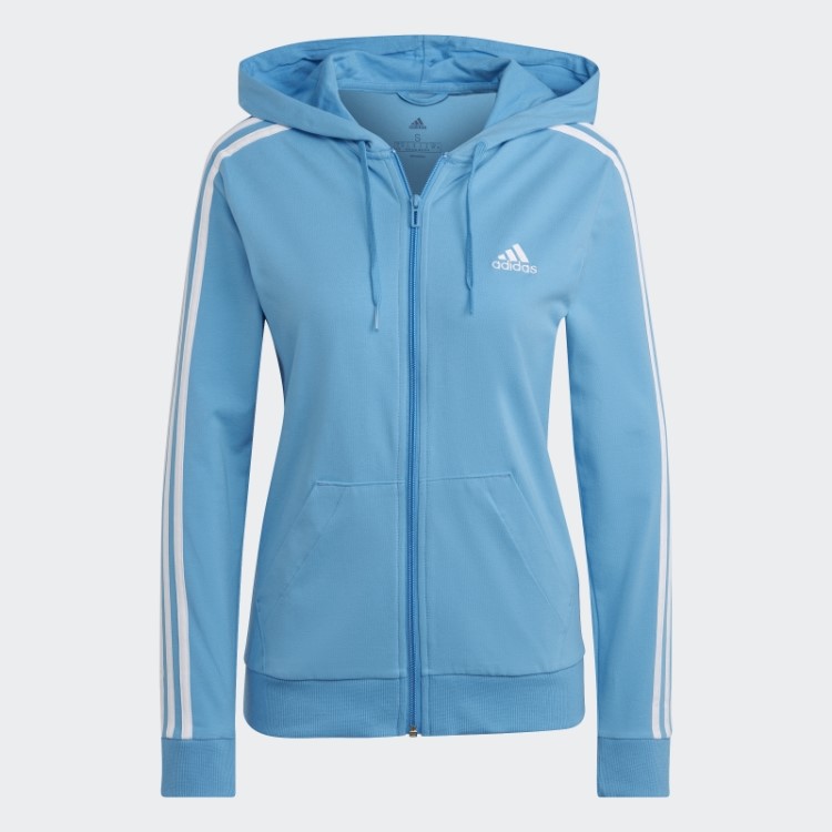 Moletom Azul Adidas Essentials Com As Três Listras E Zíper