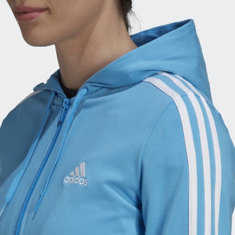 Moletom Azul Adidas Essentials Com As Três Listras E Zíper