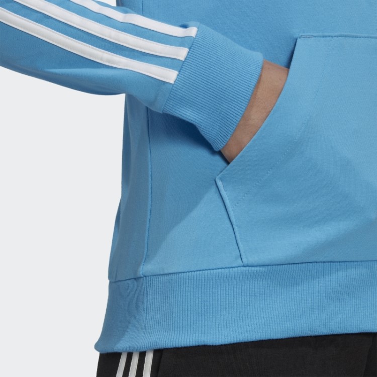 Moletom Azul Adidas Essentials Com As Três Listras E Zíper