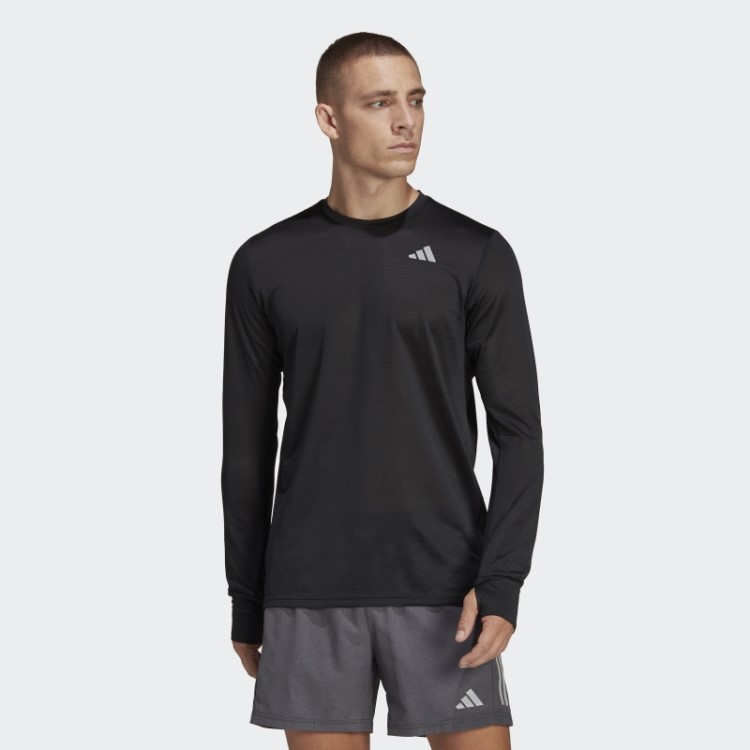 Top De Manga Comprida Adidas Preto Da The Run