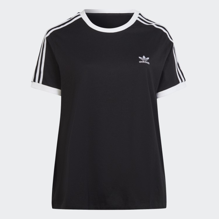 Camiseta Preta Adidas Adicolor Classics Com As Três Listras (tamanho Grande)