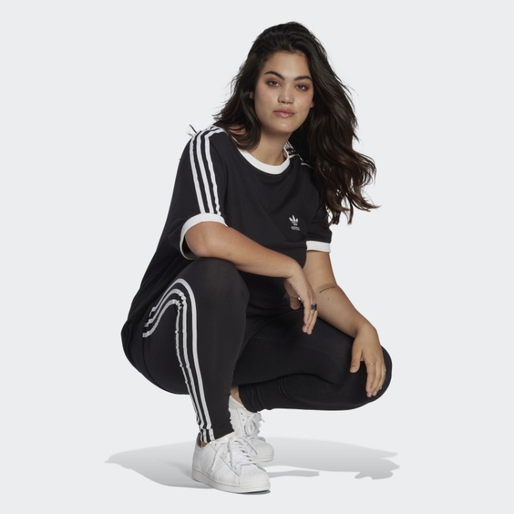 Camiseta Preta Adidas Adicolor Classics Com As Três Listras (tamanho Grande)