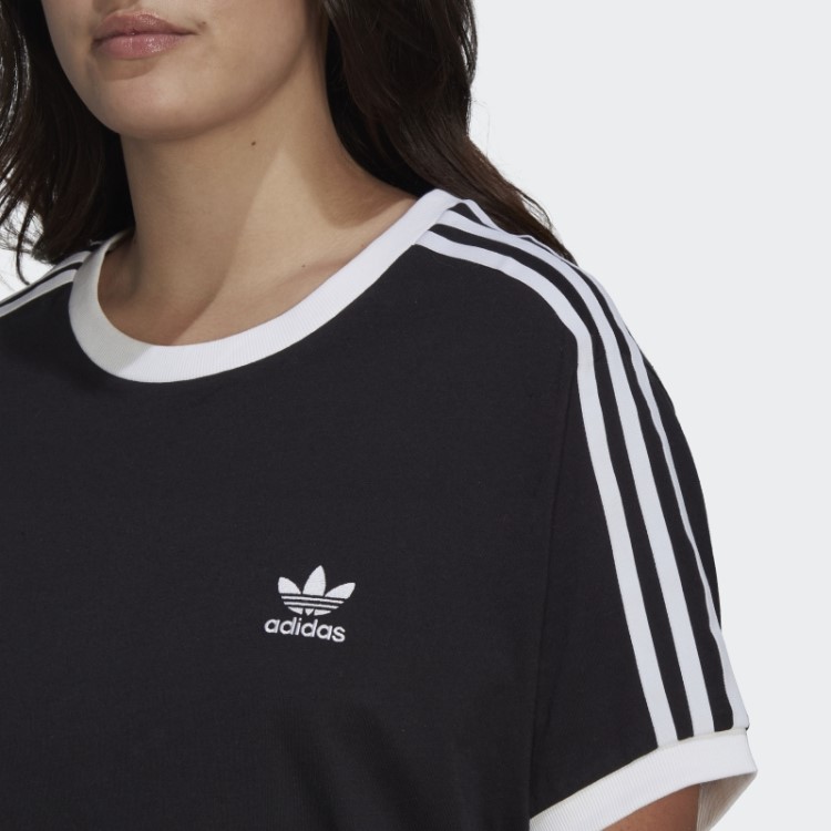 Camiseta Preta Adidas Adicolor Classics Com As Três Listras (tamanho Grande)