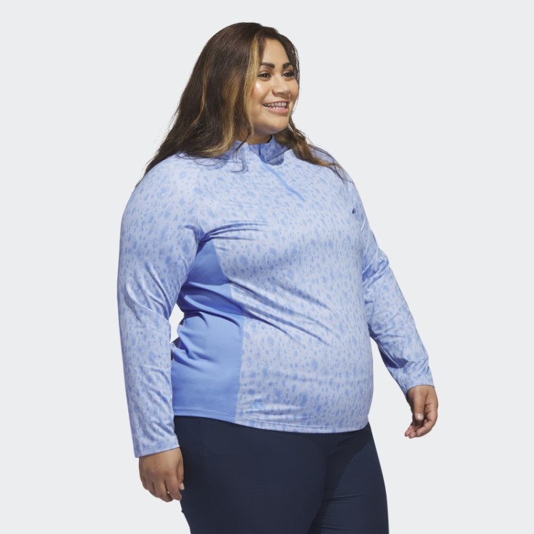 Camisa Pólo De Golfe Azul Ultimate365 Estampada Com Zíper 1/4 E Gola Redonda (tamanho Grande) Da Adidas