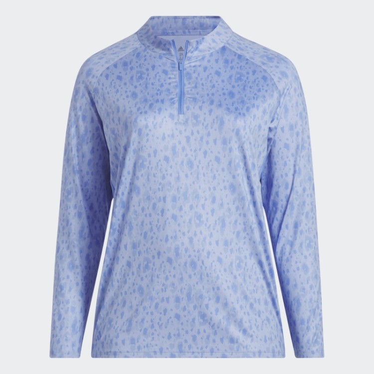 Camisa Polo De Golfe Azul Adidas Ultimate365 Estampada Com Zíper 1/4 (tamanho Grande)