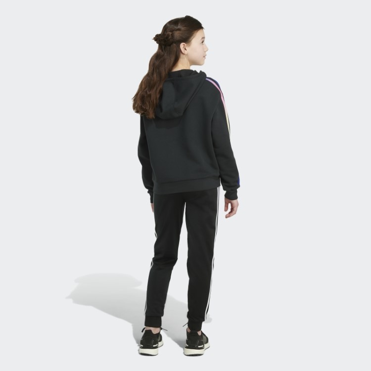 Adidas Moletom Com Capuz De Lã Preto Multicolorido Com As Três Listras